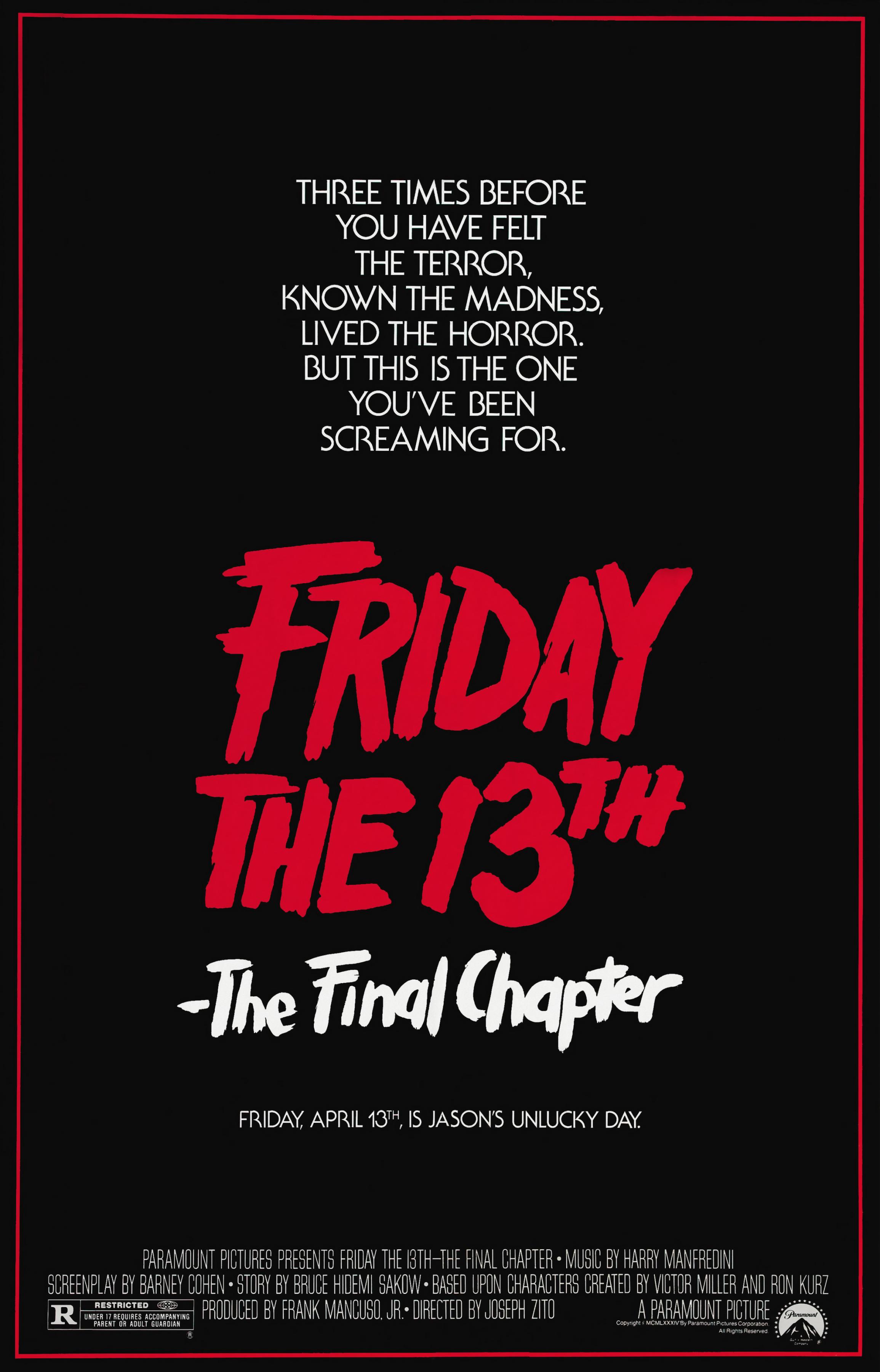 Постер фильма Пятница 13 - Часть 4: Последняя глава | Friday the 13th: The Final Chapter