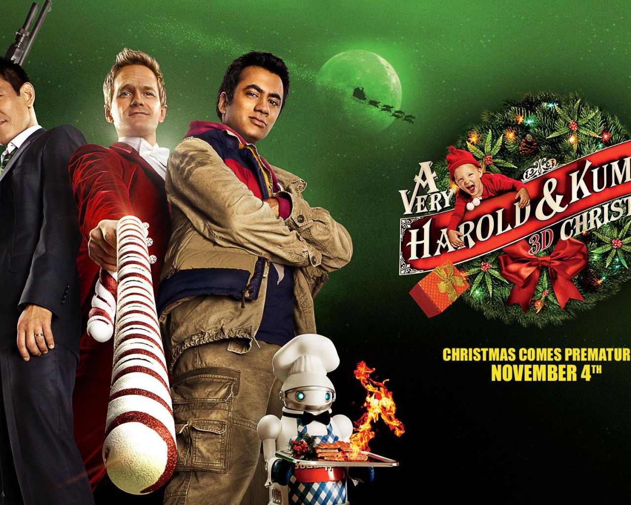 Фильм Убойное Рождество Гарольда и Кумара | Very Harold & Kumar 3D Christmas - лучшие обои для рабочего стола