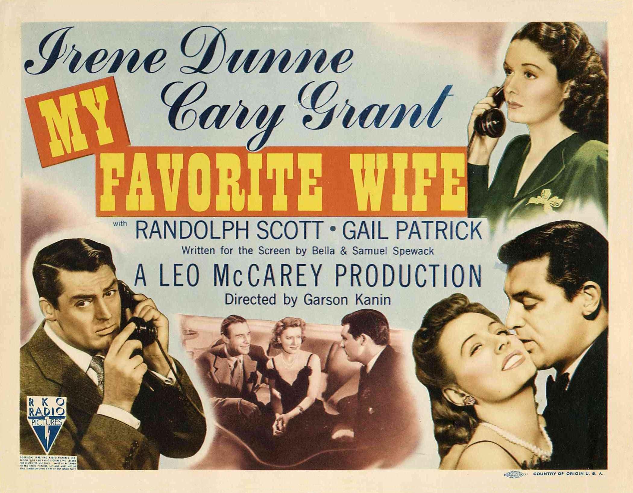 Your wife favorite. Моя любимая жена 1940. Cary Grant & Randolph Scott. Постер для мужа и жены.