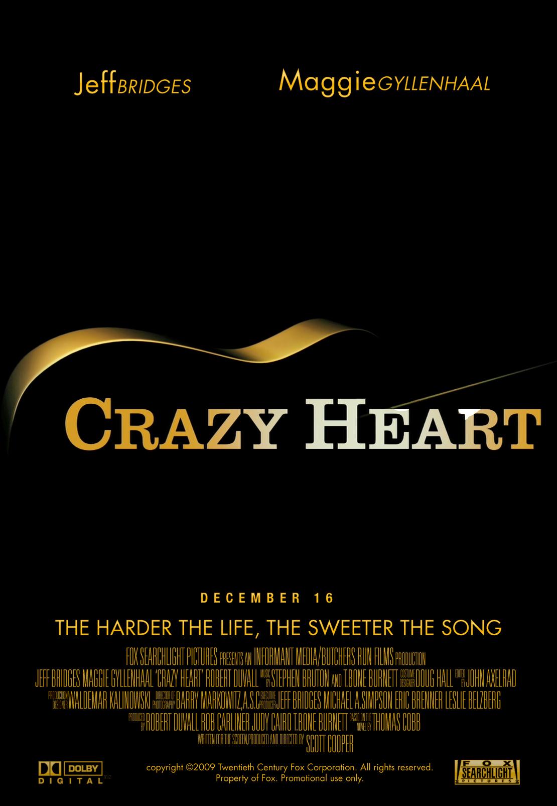 Постер фильма Сумасшедшее сердце | Crazy Heart